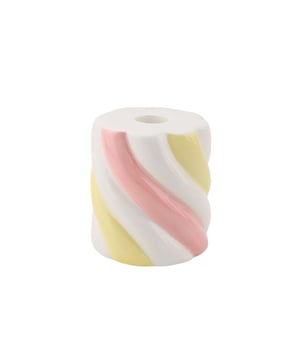 
SWEETS FOR MY SWEET! - Candy lovers, pay attention! This adorable candle holder shaped like a twisted marshmallow is guaranteed to put a smile on your face. With its cheerful colors, this candle holder is a true eye-catcher in any interior. Made from sturdy dolomite and with a compact size of 8.5 x 8.5 x 9 cm, it fits perfectly on a side table, windowsill, or as a playful accent on a shelf or tray. Whether you’re throwing a party or just want to add a touch of coziness to your home, this candle holder always brings a sweet atmosphere! Key features:- Original design: inspired by a twisted marshmallow- Made from durable dolomite- Cheerful colors- Dimensions: 8,5x8,5x9cm- Suitable for standard dinner candles- A playful eye-catcher in any interior Styling tip: Combine this candle holder with other candy- or pastel-colored accessories for a cheerful and playful look. Add a brightly colored candle, such as light pink or yellow, and place it on a tray with some small vases and (fake) candies. This way, you’ll create an irresistibly sweet spot that will make everyone smile! Merk: Candle holder - Marshmellow - Dolomite - Yellow/Pink/ White - 8,5x8,5x9cm