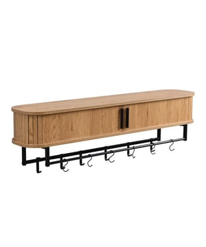
Transformeer je entree met de wandkapstok KIRUNA van de serie Tamboer 120 x 24 x 32 cm - Strak Scandinavisch Design met Schuifdeuren. Dit stijlvolle meubelstuk, uitgevoerd in een prachtige kleur van licht eiken , combineert functionaliteit met een moderne uitstraling. Gemaakt van hoogwaardig metaal , MDF en eiken fineer, biedt dit meubel voldoende ruimte voor al je jassen en accessoires. De schuifdeuren zorgen voor een opgeruimde en georganiseerde look, passend bij elk interieur. Pluspunten Scandinavisch design met strakke lijnen 2 vakken met schuifdeuren voor verborgen opbergruimte Neutrale kleur, passend bij elk interieur Eenvoudig schoon te maken met een licht vochtige doek Afmetingen: 120 x 24 x 32 cm Stijlvol en Functioneel Het Meubel KIRUNA biedt de perfecte balans tussen stijl en functionaliteit. Met zijn strakke Scandinavische design en neutrale kleur is dit meubel een veelzijdige toevoeging aan elke entree. De twee ruime vakken met schuifdeuren maken het eenvoudig om je spullen op te bergen en uit het zicht te houden, terwijl de 12 haken schuifbaar zijn naar eigen inzicht zodat je genoeg jassen op een ideale manier kunt ophangen. Duurzaam en Hoogwaardig Materiaal Dit meubel is gemaakt van hoogwaardige materialen zoals metaal eiken fineer en MDF, wat zorgt voor een solide constructie en duurzaamheid. De schuifdeuren geven het meubel een verfijnde, minimalistische look, terwijl het onderhoud eenvoudig is dankzij de gemakkelijk schoon te maken oppervlakken. Specificaties Kleur: Beige Afwerking: Licht eiken Materiaal: Metaal en MDF Afmetingen: 120 x 24 x 32 cm Opbergruimte: 2 vakken met schuifdeuren Design: Scandinavisch, strak en modern Stijl: Minimalistisch en veelzijdig Onderhoud: Eenvoudig schoon te maken met een licht vochtige doek Verpakkingsinhoud: 1 x Wand kapstok Geef je woonkamer een stijlvolle upgrade met het KIRUNA Wandkapstok. Een perfecte mix van design en functionaliteit die jouw interieur naar een hoger niveau tilt. Kleur: eiken Afmeting: 120 x 24 x 32 cm