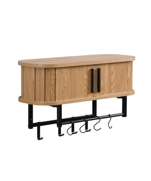 
Transformeer je entree met de wandkapstok KIRUNA van de serie Tamboer 60 x 24 x 32 cm - Strak Scandinavisch Design met Schuifdeuren. Dit stijlvolle meubelstuk, uitgevoerd in een prachtige kleur van licht eiken , combineert functionaliteit met een moderne uitstraling. Gemaakt van hoogwaardig metaal , MDF en eiken fineer, biedt dit meubel voldoende ruimte voor al je jassen en accessoires. De schuifdeuren zorgen voor een opgeruimde en georganiseerde look, passend bij elk interieur. Pluspunten Scandinavisch design met strakke lijnen 1 vak met schuifdeuren voor verborgen opbergruimte Neutrale kleur, passend bij elk interieur Eenvoudig schoon te maken met een licht vochtige doek Afmetingen: 60 x 24 x 32 cm Stijlvol en Functioneel Het Meubel KIRUNA biedt de perfecte balans tussen stijl en functionaliteit. Met zijn strakke Scandinavische design en neutrale kleur is dit meubel een veelzijdige toevoeging aan elke entree. De twee ruime vakken met schuifdeuren maken het eenvoudig om je spullen op te bergen en uit het zicht te houden, terwijl de 8 haken schuifbaar zijn naar eigen inzicht zodat je genoeg jassen op een ideale manier kunt ophangen. Duurzaam en Hoogwaardig Materiaal Dit meubel is gemaakt van hoogwaardige materialen zoals metaal eiken fineer en MDF, wat zorgt voor een solide constructie en duurzaamheid. De schuifdeuren geven het meubel een verfijnde, minimalistische look, terwijl het onderhoud eenvoudig is dankzij de gemakkelijk schoon te maken oppervlakken. Specificaties Kleur: Beige Afwerking: Licht eiken Materiaal: Metaal en MDF Afmetingen: 60 x 24 x 32 cm Opbergruimte: 1 vak met schuifdeuren Design: Scandinavisch, strak en modern Stijl: Minimalistisch en veelzijdig Onderhoud: Eenvoudig schoon te maken met een licht vochtige doek Verpakkingsinhoud: 1 x Wand kapstok Geef je woonkamer een stijlvolle upgrade met het KIRUNA Wandkapstok. Een perfecte mix van design en functionaliteit die jouw interieur naar een hoger niveau tilt. Kleur: eiken Afmeting: 60 x 24 x 32 cm