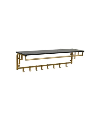
In een tijd waarin woonruimtes steeds kleiner worden, biedt onze veelzijdige wandplank en kapstok combinatie de perfecte oplossing. Deze slim ontworpen wandplank, met een lengte van 110 centimeter, biedt niet alleen extra opbergruimte op een onverwachte plek - de muur - maar dient ook als een stijlvolle kapstok. Kenmerken: FAMILIE Kapstok - Hoedenplank met 8 Haken - GOUD -Zwart 110 x 30 x 27 cm Multifunctioneel Ontwerp: Combineert een wandplank met een kapstok. Ruimtebesparend: Ideaal voor kleine woonruimtes en gangen. Voldoende Opslag: 8 haken voor jassen, tassen, en meer. Stijlvolle Afwerking: Beschikbaar in verschillende kleuren en materialen. Eenvoudige Integratie: Past naadloos in verschillende interieurstijlen. Deze wandplank en kapstok is niet alleen een praktische oplossing voor opslag en organisatie, maar voegt ook een stijlvol element toe aan uw interieur. De industriële uitstraling, gecombineerd met het zwarte frame, maakt het een opvallend stuk tegen lichte muren en verrijkt elke ruimte. Breng functionaliteit en stijl samen in uw huis met deze unieke wandplank en kapstok. Bestel nu en transformeer uw woonruimte met dit innovatieve en stijlvolle meubelstuk. Perfect voor wie op zoek is naar een slimme, ruimtebesparende oplossing.