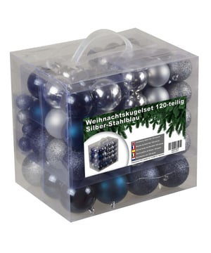 
Leuke set van 120 valbestendige/breukveilige kunststof kerstballen geschikt voor binnen en buiten gebruik. Set 120-delig  Kleur: Staalblauw met zilver.  Tover je kerstboom om tot een feestelijk pronkstuk met onze Set van 120 Kerstballen. Deze collectie biedt een prachtige mix van Blauwe en zilveren ballen, perfect om een vleugje winterse magie toe te voegen aan je kerstdecoratie. Elke bal is gemaakt van duurzaam plastic, waardoor ze licht van gewicht en onbreekbaar zijn, ideaal voor gezinnen met kinderen of huisdieren.Breng de magie van de feestdagen naar je huis met de exclusieve kerstballen set van 4seasonz. Deze hoogwaardige kerstdecoratie set bevat zorgvuldig ontworpen ballen die jouw kerstboom een elegante en feestelijke uitstraling geven. Met een scala aan klassieke en moderne kleuren zijn deze kerstballen perfect voor elk type interieur.Kenmerken:Design: Gemaakt van kunststof materialen voor een stijlvolle uitstraling die jarenlang meegaat.Veilig en Duurzaam: Onbreekbare kunststof, ideaal voor huishoudens met kinderen of huisdieren.Verschillende Kleuren en Afwerkingen: Glanzend, mat en glitter afwerkingen voor een rijke mix van texturen en kleuren.Handig te Gebruiken: Inclusief ophanghaken en een herbruikbare bewaardoos voor gemakkelijke opslag.De set bevat een schitterende combinatie van afwerkingen die diepte en sprankeling aan je boom geven. Geniet van de glanzende afwerking voor een elegante glans, de matte afwerking voor een subtiele contrast, en de glitter afwerking die een schitterend sprankelend effect geeft en het licht vanuit elke hoek prachtig vangt. Of je nu gaat voor een chique, moderne uitstraling of een traditionele kerststijl, deze veelzijdige set past bij elk thema.Verpakt in een handige opbergdoos biedt deze set alles wat je nodig hebt om een prachtige kerstversiering te creëren. Maak je klaar om je feestdagen extra speciaal te maken met deze tijdloze collectie Zilveren en donkerblauwe kerstballen!De set bestaat uit kerstballen met verschillende diameters.3cm Ø x 36 Stuks4cm Ø x 30 Stuks5cm Ø x 24 Stuks6cm Ø x 18 Stuks7cm Ø x 12 Stuks ProductkenmerkenMateriaal: KunststofGeschikt voor binnen en buiten gebruikMet ophangkoordMeerdere kleuren beschikbaarWaarom kiezen voor 4seasonz® ?4seasonz staat bekend om zijn stijlvolle en duurzame kerstdecoraties, waarmee je jaar na jaar de feestdagen op een stijlvolle manier viert. Of je nu kiest voor een klassiek kerstthema of een modern tintje aan je boom wilt toevoegen, deze kerstballen set is een veelzijdige keuze.Maak je kerst onvergetelijk met de kerstballen van 4seasonz – de perfecte toevoeging aan je feestelijke decoratie!Kunstof kerstballen, plastic kerstballen, kerstdecoratie, kerstversiering - Afmeting: - Kleur: zilver - Materiaal: Plastic