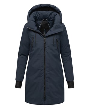 Der Damenparka Winterzart von Navahoo bietet maximalen Schutz und hohen Komfort an eisigen Tagen. Mit einer Wassersäule von 5.000 mm ist er wind- und wasserabweisend, während die warme Wattierung und Fleecefutter im Rücken- und Seitenbereich für ein wohliges Tragegefühl sorgen. Eine abnehmbare Kapuze mit langen Kordelzügen, verstellbares Taillenbündchen, Daumenschlitze sowie seitliche Belüftungsschlitze machen diesen Parka besonders funktional. Praktische Taschenlösungen innen und außen bieten Platz für alle Essentials. In 10 Farben und Größen S–6XL erhältlich – der ideale Mix aus Komfort, Funktionalität und urbanem Style.