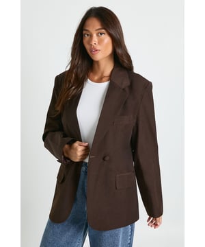 Double Breasted Cinched Waist Tailored Blazer