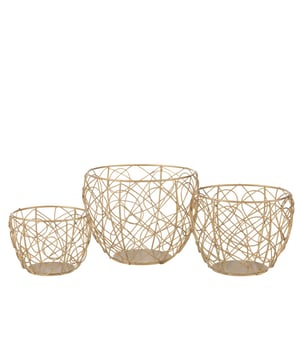 
Set 3 Baskets Metal Gold Width22.5Height16Length22.5Weight0.805 kgCollectionWinter 2022Colour GoldMaterial compositionMetal(100%) Materiaal: