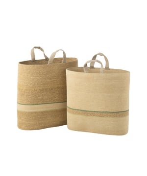 
Set Of 2 Basket Stripe + Handle Natural/Green Width28Height60Length62Weight4.06 kgCollectionZomer 2025Colour MixMaterial compositionSeagrass(100%) Materiaal:
