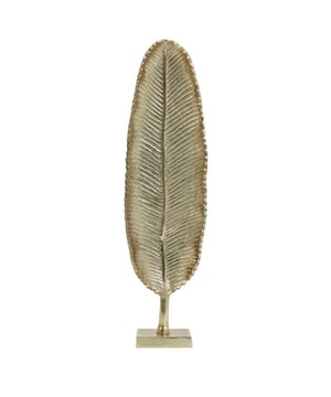 
Ornament LEAF is de perfecte finishing touch voor elke kamer in je huis. Dit elegante stuk is vakkundig vervaardigd met ingewikkelde details en een stralende afwerking. Het voegt een vleugje verfijning en glamour toe aan elke ruimte. Of het nu op een boekenplank staat of aan de muur wordt gehangen, dit ornament zal zeker een statement maken. Het tijdloze ontwerp betekent dat het nooit uit de mode raakt en jarenlang een waardevol onderdeel van je interieur zal zijn. Voeg een vleugje luxe toe aan je huis met dit prachtige decoratieornament.Dit product heeft de volgende afmetingen 14x8x56 cm.Productspecificaties* Materiaal: Metaal* Kleur: Goud* Afmeting: 14x8x56cm Light & LivingDit product is van het merk Light & Living. Light & Living is een toonaangevend merk in verlichting, woonaccessoires en klein meubilair. Dit Nederlandse merk staat garant voor een snel wisselende en brede collectie in de laatste trends en de juiste kleuren voor een goede prijs kwaliteit verhouding. - Afmeting: 14x8x56 - Kleur: Goud - Materiaal: Metaal