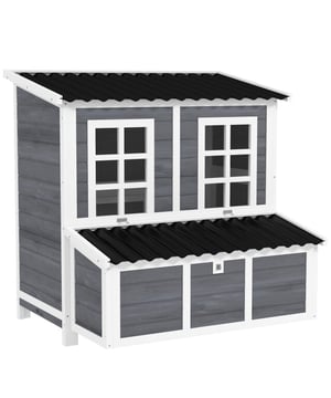 
Voordelen van het legnest op een rij;Ruim en gezellig: Verwen uw kippen met dit luxueuze kippenhuis! Het biedt een 0,4 m² groot, behaaglijk hoofdgebouw en een 0,23 m² groot, veilig drie-kamer-legnest, ideaal voor het leggen van eieren en om uit te rustenGemakkelijke toegang: Uitgerust met twee deuren, waaronder een hellingdeur, kunnen uw kippen naadloos tussen hun gezellige stal en de buitenwereld wisselen. Perfect om uw gevederde vrienden actief te houdenWeerbestendig en stabiel: Gemaakt van robuust sparrenhout en afgewerkt met waterafstotende verf, is deze kippenren uiterst duurzaam. Zijn verhoogde ontwerp en het kunststof dak bieden optimale bescherming tegen regen, wind en extreme weersomstandighedenSnel schoon: Weg met rommelige stallen! De uitschuifbare lade vergemakkelijkt de schoonmaak enorm. Dankzij de twee ramen kunt u uw kippen bovendien op elk moment bekijken zonder ze te storenAfmetingen: 100L x 86B x 100H cm. Geschikt voor 4-6 kippen. Gebruik samen met een kippenren of omheining Leveringsomvang: 1 x Kippenren 1 x Legnest 1 x Tray 1 x Zitstokken 1 x Handleiding - Afmeting: - Kleur: Wit - Materiaal: Hout