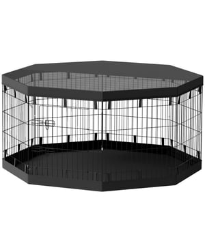 
Beleef gelukkige speeluren met de PawHut hondenren! Uitgerust met een waterdichte grondzeil en een slim gecombineerde afdekking, die deels uit net en deels uit ondoorzichtige zeil bestaat, biedt deze puppyren comfort en bescherming voor uw viervoeters. Een afsluitbare deur van de ren maakt een gemakkelijke toegang mogelijk en voorkomt dat uw kleine rakkers ontsnappen en in gevaarlijke situaties terechtkomen.Omschrijving:· Waterdichte bodemzeil van de ren voorkomt vocht en garandeert droog comfort· Het bovenste dekzeil van de ren combineert net met ondoorzichtig zeil voor veelzijdige bescherming· Acht gaaspanelen kunnen in verschillende vormen worden opgesteld, voor diverse ruimtes· Eenvoudige montage en opslag, makkelijk te dragen en op te vouwen· De deur van de puppyren heeft twee sloten die de puppies veilig houden en een gemakkelijke toegang mogelijk makenTechnische specificaties:· Kleur: Zwart· Materiaal: Staal, Polyester· Totale afmetingen: Ø159 x 76H cm· Afzonderlijk paneel: 61B x 76H cm· Deur: 36B x 50H cm· Afstand tussen de stangen: 4 cm· Opmerking: 1, Als de ren geen boven- en onderzeil heeft, alleen geschikt voor rustige puppies2, Geschikt voor niet klimmende kleine huisdieren, zoals konijnen, eenden en cavia's, maar alleen in overdekte constructie gebruiken - Afmeting: - Kleur: Zwart - Materiaal: polyester