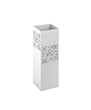 
Paraplubak van gelakt metaal met abstract uitgesneden QR-code. Geen montage vereist. Productafmetingen: Lengte 16 cm x breedte 16 cm x hoogte 48 cm - Nettogewicht: 2,25 kg. Verpakkingsafmetingen: Pakket nr.1: Lengte 17 cm x breedte 49,5 cm x hoogte 17 cm - Bruto gewicht: 2,5 kg.  Merk: CaliCosy Kleur: White