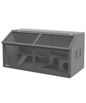 
Creëer een spannende leefomgeving voor uw huisdier met ons PawHut Hamsterhuis! Het ruime ontwerp biedt voldoende ruimte voor houtkrullen, zodat uw pluizige vriend kan graven en spelen. De miniatuurstal is uitgerust met een hangbrug, huisje, ladders en een platform. Het biedt eindeloos plezier en ontdekkingsmogelijkheden. Eenvoudige toegang en opbergruimte voor benodigdheden bovenaan met een klapdeur.Belangrijke puntenRuim ontwerp: De kleine dierenkooi bevat een platform, een hangbrug, twee ladders en een huisje. Bekijk uw kleine dier terwijl het plezier heeft op de ladder of in het huisje. De kooi biedt ruimte om te rennen, spelen en klimmen en is ontworpen voor beweging.Gemakkelijke toegang en opslag: De naar boven openende deur van onze kleine dierenkooi maakt eenvoudige reiniging en interactie met uw huisdier mogelijk. Bovendien biedt de bovenkant van de kooi handige opbergruimte voor belangrijke benodigdheden, zodat alles georganiseerd en binnen handbereik is. Geniet van moeiteloos onderhoud en praktische opslagoplossingen.Heldere zicht en luchtcirculatie: Het transparante voorpaneel van onze muizenkooi maakt het gemakkelijk om de dagelijkse activiteiten van uw knaagdier te observeren en zorgt voor een aangename kijkervaring. Dankzij de zijdelingse ventilatieopeningen is er een goede luchtcirculatie, zodat uw harige vriend een frisse en comfortabele thuisomgeving heeft.Houten constructie: De knaagdierkooi is gemaakt van dennenhout, wat zorgt voor extra stabiliteit. Het ruime ontwerp maakt het ook mogelijk om de kooi te vullen met houtsnippers, zodat de dieren erin kunnen graven en spelen.Afmetingen: 100L x 52B x 50H cm. Een fantastisch thuis voor Syrische hamsters, dwerg hamsters en renmuizen. Montage vereist.Voordelen:Ruim ontwerp met voldoende grijpgelegenheidVoorzien van hangbrug en laddersDoorzichtige voorkant voor eenvoudige observatieGeschikt voor kleine dierenEenvoudige montage vereistVerbetert huisdierenbelevingHamsterkooi|PawHut|Hamsterhuis|Kleindierkooi|Dierenhuis - Afmeting: - Kleur: Donkergrijs - Materiaal: Vurenhout