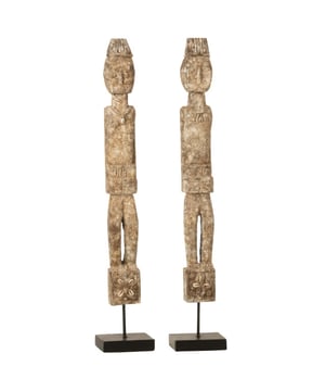 
Etnische Harmonie, J-Line Decoratiestukken brengen Oosterse, Afrikaanse en Boho Invloeden samen Stap binnen in de betoverende wereld van J-Line decoratiestukken, waar een eclectische mix van oosterse, Afrikaanse en boho-invloeden samensmelt tot een visueel festijn voor de zintuigen. Deze prachtige decoratieve stukken vangen de diepgaande essentie van diverse culturen en brengen ze harmonieus samen in jouw leefruimte. Laat je meeslepen op een fascinerende reis door kunstig vervaardigde objecten die zowel de pracht van dieren als de veelzijdigheid van mensen omarmen. Met J-Line kun je jouw huis omtoveren tot een exotische oase van creativiteit, waar de wereld in al zijn schittering tot leven komt en elke dag een viering is van culturele verrijking en schoonheid. Goed om te weten: * Etnische mix * Natuurlijke diversiteit * Culturele schoonheid * Artistieke celebratie * Betoverende harmonie Materiaal:Hout