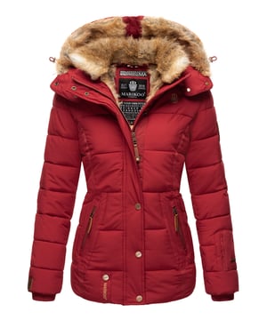 Die Marikoo Damen Winterjacke Nekoo überzeugt durch Funktionalität und edle Details. Das kuschelige Kunstfell in Kapuze und Innenbereich sorgt für angenehme Wärme, während der hoch schließende Kragen optimal vor Wind und Kälte schützt. Die Kapuze ist vielseitig: komplett abnehmbar oder per Reißverschluss nach hinten auf die Schultern zu legen. Zwei Reißverschlusstaschen mit Fleecefutter, eine Innentasche mit Kopfhörerausgang und hochwertige Kunstleder-Zipper machen die Jacke besonders praktisch. Mit perfekter Länge, tailliertem Schnitt und Rippbündchen bleibt sie warm, bequem und stilvoll.
Material: Oberstoff/Futter/Wattierung 100% Polyester; Kunstfell 90% Polyacryl, 10% Polyester.