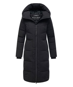 Der Damen-Steppmantel SCHOKOKUSS von Navahoo verbindet zeitloses Design mit funktionalem Komfort – ideal für kalte Wintertage. Das gradlinige Steppmuster sorgt für eine urbane Optik, während der weich gefütterte obere Innenbereich mit Fleecestoff angenehme Wärme bietet (nicht in den Ärmeln). Eine fest integrierte Kapuze mit Kordelzug, der hochschließende Kragen und ein Zwei-Wege-Reißverschluss schützen zuverlässig vor Wind und Wetter. Praktische Taschenlösungen – zwei warme Außentaschen mit Reißverschluss und zwei sichere Innentaschen – runden das Design ab. Erhältlich in 10 Farben und Größen XS–6XL.