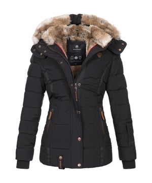 De Marikoo Nekoo dames winterjas combineert warmte, comfort en stijlvolle details. Zacht imitatiebont in de capuchon en het bovenste binnenstuk zorgt voor behaaglijkheid, terwijl de hoogsluitende kraag goed beschermt tegen kou en wind. De capuchon is veelzijdig: volledig afneembaar of met een rits naar achteren te dragen. Handige details zijn twee ritszakken met fleecevoering, een binnenzak met koptelefoordoorvoer en kunstleren ritsdetails. Dankzij de licht getailleerde pasvorm, ribboorden en ideale lengte is de jas warm, comfortabel en modern.
Materiaal: Buitenkant/voering/vulling 100% polyester; Imitatiebont 90% polyacryl, 10% polyester.