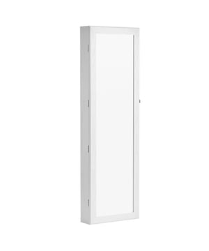 
Ontdek onze hangende sieradenkast met spiegel - H120 cm. Zeer praktisch, de kast kan aan deuren worden opgehangen, waardoor deze in elk interieur past. Het neemt geen vloerruimte in beslag. Voor extra veiligheid kan deze worden afgesloten. De discrete en eenvoudige stijl past bij elke interieurstijl. Productspecificaties: Hoofdmateriaal: MDF (Medium-Density Fibreboard), fluwelen stof, glas, hardware-onderdelen. Productafmetingen: Lengte 37 cm x Hoogte 120 cm x Diepte 10 cm - Nettogewicht: 9,3 kg. Verpakkingsafmetingen: Verpakking nr. 1: Hoogte 129,5 cm x Breedte 44,5 cm x Diepte 16,5 cm - Bruto gewicht: 11,1 kg. Merk: CaliCosy Kleur: White