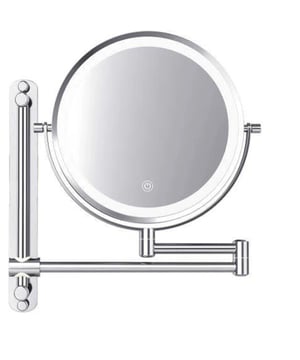 
Deze dubbelzijdige make up spiegel mag in geen enkele badkamer of make-up tafel ontbreken. De LED spiegel is stevig en sterk, en combineert een verfijnd en sjiek ontwerp met spaarzaamheid en functionaliteit. Deze wandspiegel beschikt over een 5-voudige vergroting aan een van de zijden, en een mooie en heldere LED verlichting aan beide zijden. De belichting is gelijkmatig en wit, ideaal voor een perfecte opmaak en verzorging zonder enige last van overbelichting en verblinding. Dankzij een stevige en soepele scharnier-arm is het mogelijk om deze in- en uit te klappen. Deze ronde make up spiegel met LED verlichting is 360 graden draaibaar waardoor je jezelf vanuit alle denkbare hoeken in de spiegel helder kunt zien. Voordelen:  Ideaal in donkere en slecht belichte ruimtes Bespaar veel tijd tijdens het opmaken Heldere LED verlichting - Dimbaar Verschillende lichtstanden - Warme of koude verlichting Perfect voor opmaken, epileren, scheren, lenzen aanbrengen, enz Aan/uit verlichting met aanraaksensor schakelaar Sterk en stevig Makkelijk aan de muur hangen Roestvrij & duurzaam Energiezuinig Altijd klaar wanneer je het nodig hebt Deze wandspiegel met verlengbare arm is voorzien van een soepele en stevige knikarm. Trek de spiegel naar je toe wanneer je deze nodig hebt en schuif deze tegen de muur wanneer je klaar bent. Make up spiegel met LED verlichting - 3 lichtstanden Jezelf opmaken en epileren gaat bijzonder makkelijk dankzij een heldere LED verlichting met wit daglicht. De lamp beschikt over 3 lichtstanden voor een perfecte verlichting. Deze is energiebesparend en gaat na 30 minuten automatisch uit, mocht je vergeten om de lamp uit te zetten. 360 horizontaal & verticaal roteerbaar De spiegel is 360 graden horizontaal en verticaal roteerbaar. Zo kan je vanuit alle denkbare hoeken jezelf goed in de spiegel zien. Deze LED spiegel is perfect voor het opmaken, epileren, scheren en om lenzen aan te brengen zelfs in donkere of slecht verlichte ruimtes Bestel nu deze handige uitschuifbare make up spiegel met LED verlichting en 5x vergroting en bespaar veel tijd tijdens het opmaken en verzorgen van je haar en gezicht!