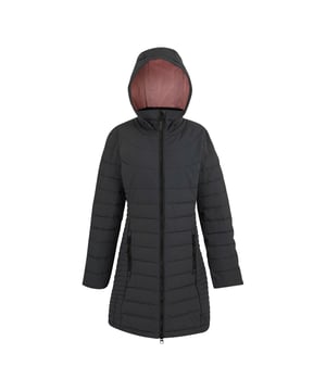 100% Polyester. Filling: Feather-Free, Synthetic Down. Lining: Taffeta. Filling: 200gsm. Design: Plain. 112gsm. Fabric Technology: Durable Water Repellent Finish, Lightweight, Water Repellent. Neckline: Hooded. Sleeve-Type: Long-Sleeved. Quilted. Hood Features: Grown On Hood. Length: Longline. Pockets: 2 Side Pockets, Zip. Fastening: Full Zip, Two Way Zip. Sustainability: Made from Recycled Materials. Waistline: Part Elasticated. 8 UK: 32 in. 10 UK: 34 in. 12 UK: 36 in. 14 UK: 38 in. 20 UK: 45 in. 22 UK: 48 in. 24 UK: 50 in. 26 UK: 52 in. 18 UK: 43 in. 16 UK: 40 in.