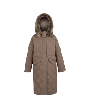 100% Recycled Polyester. Fabric: Micro Poplin. Lining: Taffeta. Filling: 230gsm. Outer: 84gsm. Design: Quilted. Fabric Technology: Durable Water Repellent Finish, Insulating, Thermo-Guard. Neckline: Hooded, Standing Collar. Sleeve-Type: Long-Sleeved, Raglan. Hood Features: Detachable Faux Fur Trim, Grown On Hood. Length: Long. Pockets: 2 Front Pockets, Flap Closure, Snap Fastening, 1 Security Pocket, Inner, Zip. Fastening: Two Way Zip. Hem: Drawcord. 8 UK: 32 in. 10 UK: 34 in. 12 UK: 36 in. 14 UK: 38 in. 20 UK: 45 in. 22 UK: 48 in. 24 UK: 50 in. 26 UK: 52 in. 18 UK: 43 in. 16 UK: 40 in.