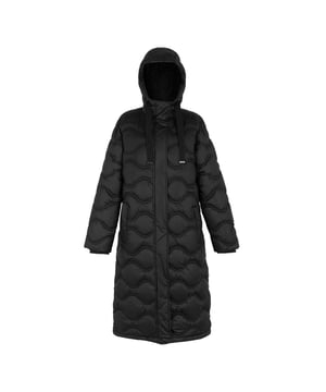 Outer Materials: 100% Polyester. Lining Material: 100% Polyamide. Filling: Feather-Free, Synthetic Down. Fabric: Woven. Filling: 280gsm. Outer: 62gsm. Lining: 37gsm. Design: Logo, Plain, Quilted. Fabric Technology: Durable Water Repellent Finish, Lightweight. Neckline: Hooded. Sleeve-Type: Long-Sleeved. Hood Features: Drawcord, Grown On Hood. Length: Longline. Pockets: 2 Side Pockets, 2 Lower Pockets, 1 Security Pocket, Inner, Zip. Fastening: Full Zip. Hem: Adjustable, Shockcord Hem. Denier: 20D. 8 UK: 32 in. 10 UK: 34 in. 12 UK: 36 in. 14 UK: 38 in. 20 UK: 45 in. 18 UK: 43 in. 16 UK: 40 in.