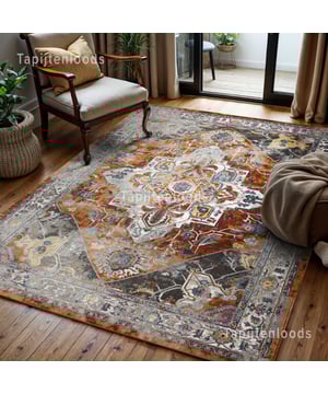 
Karakteristieke vintage vloerkleed met zijn versleten en verwassen plekken. - 80x150 CM Vintage Picasso Collectie Platte Tapijten Karakteristiek voor de look van dit vloerkleed zijn versleten en verwassen plekken, die in veel gevallen kunstmatig zijn aangebracht. Precies dit design bepaalt de grote charme van vintage onze vloerkleden. Dit tapijt is er in vele verschillende kleuren, maten en vormen. Het is geluiddempend, voelt warm en zacht aan en heeft goede isolerende eigenschappen. De kleuren en ontwerpen zijn harmonieus en speciaal gekozen. Een echte Picasso voor op uw vloer. Dit vloerkleed geeft je huiskamer een warme sfeer. Verder is het kleed heel actueel door het moderne retro effect. Hierdoor past het perfect in een strak en modern interieur, maar je kunt het kleed ook prima combineren met klassieke meubelen. Vlekbestendig en onderhoudsvriendelijk omdat het kleed is gemaakt van synthetische Merk: Muratap Materiaal: Polypropyleen Kleur: Multikleur;Oranje;Terra Afmetingen: 80x150 CM Overig: Anti-statisch en Anti-allergisch , Kleurvast en waterafstotend, Geschikt voor vloerverwarming, Geluiddempend