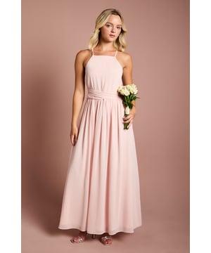 Elegant cami-style bridesmaid dress with delicate cross-front detail         Flowing chiffon fabric creates graceful movement with every step         Sophisticated square neckline complemented by thin adjustable straps         Flattering waistband detail with tie-back feature for a customised fit         Cross-back strap design adds a contemporary touch to this classic silhouette
    
    This enchanting Coast bridesmaid dress embodies timeless elegance with its clean lines and thoughtful details. The cross-front cami design creates a flattering neckline that frames the dcolletage beautifully, whilst the flowing chiffon fabric cascades to a floor-length finish. The defining waistband cinches at the most flattering point, with the back tie allowing for a personalised fit. Style with delicate metallic sandals and minimal jewellery to maintain the dress's refined aesthetic-perhaps a simple bracelet or subtle drop earrings. The cross-back detail adds visual interest when walking down the aisle, ensuring you look captivating from every angle. Perfect for complementing the bride whilst maintaining your own graceful presence throughout the wedding celebrations.