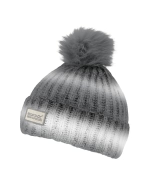 53% Acryl, 29% Polyester, 9% Polyamide, 4% Wol. Stof: Kabelbrei. Voering: Fleece. Ontwerp: Omber. Faux Fur Pom Pom, omgeslagen manchet.