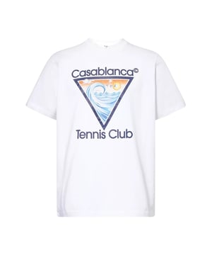 Elevate your casual wardrobe with the Casablanca Tennis Club Icon Crewneck White T-Shirt, crafted from 100% pure cotton for exceptional comfort and breathability. This classic white tee features a refined crewneck design and embodies the timeless style associated with the Casablanca brand. Ideal for relaxed days or sporty outings, it offers a versatile and lightweight fit that keeps you cool and comfortable. Enhance your everyday look with this iconic t-shirt that blends simplicity with premium quality, making it a must-have staple for those who appreciate effortless style and understated luxury