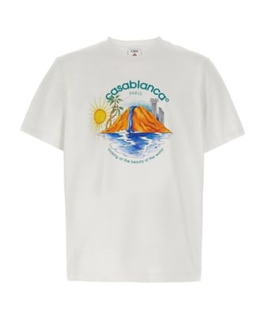 Elevate your casual wardrobe with the Casablanca Oasis Printed White T-Shirt, crafted from 100% pure cotton for ultimate comfort and breathability. Its soft, lightweight fabric keeps you cool and fresh all day, while the distinctive oasis-inspired print adds a stylish, unique touch that's perfect for any occasion. Whether you're heading out or relaxing at home, this t-shirt offers both durability and effortless style, making it a versatile essential you'll reach for again and again. Experience unmatched comfort and standout design with this timeless piece