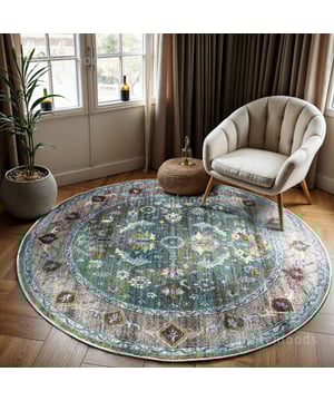 
Karakteristieke vintage vloerkleed met zijn versleten en verwassen plekken. - 240 CM ROND Vintage Picasso Collectie Platte Tapijten Karakteristiek voor de look van dit vloerkleed zijn versleten en verwassen plekken, die in veel gevallen kunstmatig zijn aangebracht. Precies dit design bepaalt de grote charme van vintage onze vloerkleden. Dit tapijt is er in vele verschillende kleuren, maten en vormen. Het is geluiddempend, voelt warm en zacht aan en heeft goede isolerende eigenschappen. De kleuren en ontwerpen zijn harmonieus en speciaal gekozen. Een echte Picasso voor op uw vloer. Dit vloerkleed geeft je huiskamer een warme sfeer. Verder is het kleed heel actueel door het moderne retro effect. Hierdoor past het perfect in een strak en modern interieur, maar je kunt het kleed ook prima combineren met klassieke meubelen. Vlekbestendig en onderhoudsvriendelijk omdat het kleed is gemaakt van synthetische Merk: Muratap Materiaal: Polypropyleen Kleur: Multikleur;Groen Afmetingen: 240 CM ROND Overig: Anti-statisch en Anti-allergisch , Kleurvast en waterafstotend, Geschikt voor vloerverwarming, Geluiddempend
