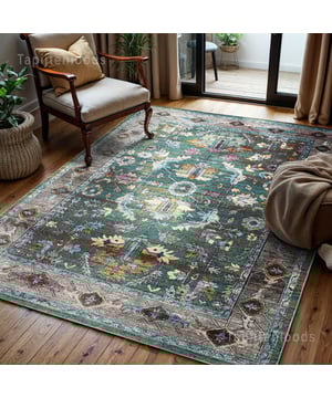 
Karakteristieke vintage vloerkleed met zijn versleten en verwassen plekken. - 80x150 CM Vintage Picasso Collectie Platte Tapijten Karakteristiek voor de look van dit vloerkleed zijn versleten en verwassen plekken, die in veel gevallen kunstmatig zijn aangebracht. Precies dit design bepaalt de grote charme van vintage onze vloerkleden. Dit tapijt is er in vele verschillende kleuren, maten en vormen. Het is geluiddempend, voelt warm en zacht aan en heeft goede isolerende eigenschappen. De kleuren en ontwerpen zijn harmonieus en speciaal gekozen. Een echte Picasso voor op uw vloer. Dit vloerkleed geeft je huiskamer een warme sfeer. Verder is het kleed heel actueel door het moderne retro effect. Hierdoor past het perfect in een strak en modern interieur, maar je kunt het kleed ook prima combineren met klassieke meubelen. Vlekbestendig en onderhoudsvriendelijk omdat het kleed is gemaakt van synthetische Merk: Muratap Materiaal: Polypropyleen Kleur: Multikleur;Groen Afmetingen: 80x150 CM Overig: Anti-statisch en Anti-allergisch , Kleurvast en waterafstotend, Geschikt voor vloerverwarming, Geluiddempend