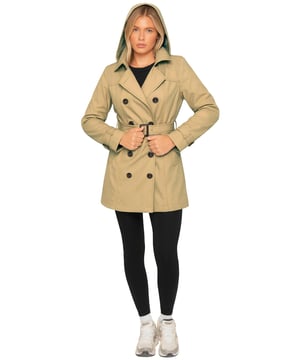 Stay stylish and protected in any weather with the Enzo Women’s Trench Coat. Designed with a thick outer shell that is both waterproof and windproof, this coat keeps you comfortable and shielded from the elements. Featuring a double-breasted button-up front, a detachable hood, and a removable belt with adjustable cuffs, it offers versatile styling options to suit any occasion. For practicality, it includes two deep pockets that provide secure storage for your everyday essentials.(EZLJK664)