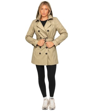 Stay stylish and protected in any weather with the Enzo Women’s Trench Coat. Designed with a thick outer shell that is both waterproof and windproof, this coat keeps you comfortable and shielded from the elements. Featuring a double-breasted button-up front, a detachable hood, and a removable belt with adjustable cuffs, it offers versatile styling options to suit any occasion. For practicality, it includes two deep pockets that provide secure storage for your everyday essentials.(EZLJK664)