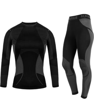 
58% Polyamide, 39% Polypropyleen, 3% Elastaan. Ontwerp: Kleurenblok, Logo. Hals: Crew Neck. Mouwtype: Met lange mouwen. Stof Technologie: Anti-Allergie, Koude Bestendig, Vochtafvoerend, Sneldrogend, Thermisch. Dubbellaags, Naadloos, Ventilatie. Passend: Gemonteerd. Inhoud: 1 zwembroekje, 1 topje. M: 38 in. L: 40 in. XL: 42,5 in.