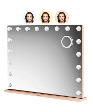 
Geef jouw dagelijkse beauty routine een upgrade en straal met onze Hollywood spiegel als nooit tevoren. Ontdek de perfecte combinatie van een elegant design en geavanceerde functies. 3 lichtkleuren en dimbaar Schakel tussen warm, neutraal en koel licht om de ideale sfeer te creëren en ervoor te zorgen dat je make-up er in elke situatie perfect uitziet. Pas de verlichting aan naar jouw voorkeur met onze dimbare LED-lampen rondom de spiegel. 10x zoom-in spiegeltje Geen detail blijft onopgemerkt met het handige 10x zoom-in spiegeltje. Perfect voor het aanbrengen van eyeliner, het bijwerken van wenkbrauwen en andere fijne afwerkingen. Geheugenfunctie en adapter Dankzij de geheugenfunctie van de spiegel worden je favoriete instellingen opgeslagen, zodat je de spiegel niet telkens opnieuw hoeft in te stellen. De stroom wordt geleverd via een adapter, waardoor je nooit met lege batterijen komt te zitten. Wat zit er in de verpakking? Mirlux Hollywood spiegel incl. USB poort 1x adapter (1.5 meter) 1x zoom-in spiegeltje met zuignap bevestiging 1x muurbevestigingsset Handleiding Geen risico bij bestelling Mirlux geeft je 5 jaar garantie en 30 dagen bedenktijd vanaf de oorspronkelijke aankoopdatum. Heb je een vraag of opmerking? Neem contact met ons op en wij helpen je graag verder. Bestel vandaag nog en ervaar de ultieme glamour iedere keer dat je in de spiegel kijkt. Maak je klaar om te schitteren!