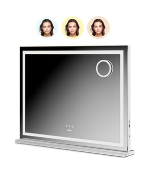 
Geef jouw dagelijkse beauty routine een upgrade en straal met onze Hollywood spiegel als nooit tevoren. Ontdek de perfecte combinatie van een elegant design en geavanceerde functies.  Bluetooth-connectiviteit Ervaar een geheel nieuwe vorm van entertainment terwijl je je klaarmaakt. Dankzij de ingebouwde bluetooth speakers kun je draadloos verbinding maken met je apparaat, waardoor je kunt genieten van je favoriete muziek of podcasts tijdens het voorbereiden. Belangrijkste eigenschappen Geheugen functie USB & USB-c oplaadpoort 10x zoom-in spiegeltje Dimbare verlichting 3 lichtkleuren Ophanggaten aan de achterkant Ingebouwde Bluetooth Speakers  3 lichtkleuren en dimbaar Schakel tussen warm, neutraal en koel licht om de ideale sfeer te creëren en ervoor te zorgen dat je make-up er in elke situatie perfect uitziet. Pas de verlichting aan naar jouw voorkeur met onze dimbare LED-lampen rondom de spiegel.    10x zoom-in spiegeltje Geen detail blijft onopgemerkt met het handige 10x zoom-in spiegeltje. Perfect voor het aanbrengen van eyeliner, het bijwerken van wenkbrauwen en andere fijne afwerkingen.     Dankzij de geheugenfunctie van de spiegel worden je favoriete instellingen opgeslagen, zodat je de spiegel niet telkens opnieuw hoeft in te stellen. De stroom wordt geleverd via een adapter, waardoor je nooit met lege batterijen komt te zitten.   Technische specificaties Merk: Mirlux Afmetingen: 80x60 cm Materiaal: Metaal Type verlichting: 1.2W LED Kleurtemperatuur: 3000K-6000K Speakers: RoHS ingebouwde bluetooth speakers (2 stuks)   Wat zit er in de verpakking? Mirlux Hollywood spiegel incl. 2 ingebouwde bluetooth speakers 1x adapter (1.5 meter) 1x zoom-in spiegeltje met zuignap bevestiging 1x muurbevestigingsset Handleiding Bestel vandaag nog en ervaar de ultieme glamour iedere keer dat je in de spiegel kijkt. Maak je klaar om te schitteren!