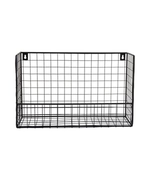 
Wall Rack Reja – functioneel en stijlvolHet Wall rack Reja van Present Time is niet alleen multi-inzetbaar, maar ook een echte eyecatcher voor je muur. Gemaakt van draadmetaal, is dit wandrek verkrijgbaar in verschillende modellen en kleuren. Kies bijvoorbeeld voor het compartment rack om je favoriete koffiekopjes in op te bergen, of ga voor de double layer als statement in je keuken voor je voorraadpotten. Zo wordt je muur niet alleen praktisch, maar ook een stijlvol element in je interieur. - Afmeting: 40x15x25 - Kleur: Zwart - Materiaal: Metaal