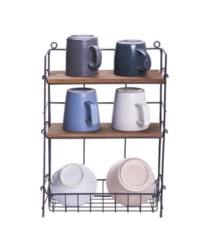 
Een keukenrek met antislip Dit wandrek van zwart staal met houten planken is een aanwinst voor iedere keuken. Van wanddecoratie tot je onmisbare keukenspullen: je kunt ze allemaal kwijt in dit stijlvolle keukenrek. Creëer extra veel bergruimte en geef je keuken direct een gezellige uitstraling.  Specificaties Materiaal: Staal en hout Afmetingen: 13 x 29 x 41 cm (lxbxh) Kleur: Zwart en bruin Drie etages opbergruimte Eenvoudig te monteren  Praktisch en stijlvol Een extra keukenplank is nooit weg. De keuken is het hart van het huis,maar ook een ruimte waar veel praktische spullen een handige plek moeten krijgen. Met dit wandrek creëer je eenvoudig extra bergruimte in de keuken,die er ook gezellig uitziet. Combineer praktische spullen met planten en persoonlijke objecten voor een stijlvolle blikvanger in de keuken.  Modern en retro keukenrek Door zijn eenvoudige,strakke design komt dit keukenrek in elk interieur tot zijn recht. Het zwarte staal heeft een moderne uitstraling,terwijl het hout voor een warme,retro en huiselijke sfeer zorgt.  Eenvoudig op te hangen Het lichtgewicht wandrek is makkelijk te monteren dankzij de ophangringen aan de bovenkant van het rek. Je hebt in één keer beschikking over een dubbele muurplank zonder extra te hoeven boren. Het onderste rek is uitermate geschikt voor het opbergen van voedingswaren,maar ook natte theedoeken kunnen er prima drogen.Materiaal: StaalKleur: BruinAfmetingen: Hoogte: 41CM x breedte: 29CM x Lengte: 13CM