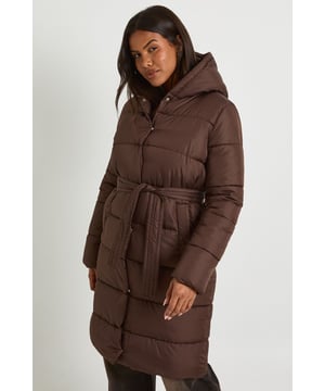 Belted Longline Puffer Jacket