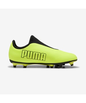 Boy's Puma Finesse Laceless FG Football Boots. The PUMA Finesse LL Jr features a soft synthetic upper and a comfortable laceless slip-on construction. It allows all players to finesse the ball into the net. Material: Textile Upper, Synthetic Sole. Ref: 10637307.