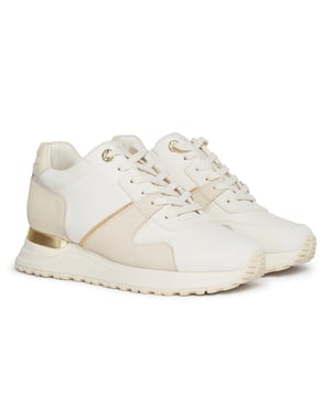 Leather upper  exuding opulence and enduring quality. The thick sole  adorned with striking gold accents  not only adds a touch of extravagance but also ensures comfort and durability. Elevating the essence of lace-up fashion  these sneakers effortlessly blend edginess with refinement. The contrasting heel tab with the iconic logo on the back and featuring on the tongue serves as a distinctive hallmark of Mallet's global recognition.