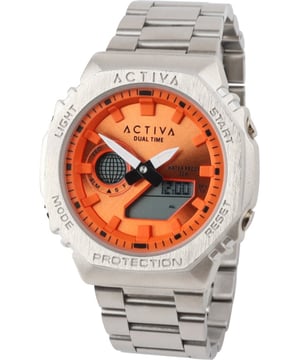 El Activa x Invicta ACWM423-001 tiene una caja de  de 45 millimetros con una esfera naranja.
Esta modelo funciona con un movimiento de Cuarzo preciso.
Resistencia a la presión de aqua de 3 bares.
Este modelo es parte de la colección Activa x Invicta Digital.

2 años de garantía Activa x Invicta.