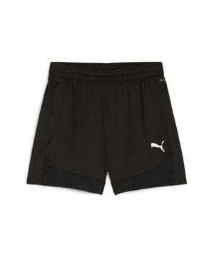 Women's Puma TeamFINAL Training Shorts.- Engineered fabric for breathability and graphical contrast on lower panels.- Welt pockets with zips.- Elastic waistband with internal drawcord.- Silver PUMA Cat logo on left leg.- Slim Fit. Material: 100% Polyester (Recycled). Ref: 65856803.