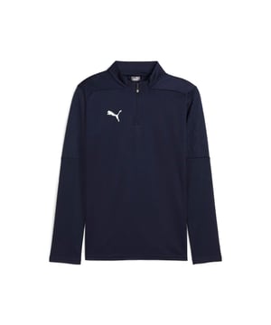 Puma TeamFINAL Training 1/4 top met rits. Deze gestroomlijnde trainingstop is gemaakt met de moderne atleet in gedachten en heeft een nauwsluitende snit die je lichaam op de juiste plaatsen omhelst voor optimale beweging en comfort. Het lichte, ademende materiaal is ontworpen om je koel en droog te houden, hoe intens het er ook aan toe gaat op het veld. Dankzij Puma's DRYCELL-technologie zorgt deze trainingstop ervoor dat je je fris en koel voelt, zelfs tijdens de meest rigoureuze trainingssessies. Je hoeft je geen zorgen meer te maken over zweet en ongemak dat je prestaties in de weg staat.- Nauwsluitende trainingstop.- dryCELL houdt je droog en koel, hoe intens het ook wordt!. - Licht ademend materiaal. Materiaal: 100% polyester (gerecycled). Ref: 65855206.