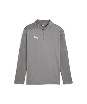Puma TeamFINAL Training 1/4 top met rits. Deze gestroomlijnde trainingstop is gemaakt met de moderne atleet in gedachten en heeft een nauwsluitende snit die je lichaam op de juiste plaatsen omhelst voor optimale beweging en comfort. Het lichte, ademende materiaal is ontworpen om je koel en droog te houden, hoe intens het er ook aan toe gaat op het veld. Dankzij Puma's DRYCELL-technologie zorgt deze trainingstop ervoor dat je je fris en koel voelt, zelfs tijdens de meest rigoureuze trainingssessies. Je hoeft je geen zorgen meer te maken over zweet en ongemak dat je prestaties in de weg staat.- Nauwsluitende trainingstop.- dryCELL houdt je droog en koel, hoe intens het ook wordt!. - Licht ademend materiaal. Materiaal: 100% polyester (gerecycled). Ref: 65855213.