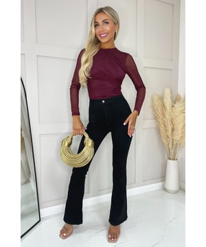 Be right on trend in our Plum Long Sleeve Pleat Detail Mesh Bodysuit.Featuring a lined mesh body with pleat details on the neckline and side, unlined mesh sleeves and snap fastening. Pair with leather looks, heels and your favouritejewelry for the perfect evening look.Model wears: UK 8/ EU 36/ US 4Model's height: 165cm/ 5'5"Approx length from centre back to lower body: 74 cmFabric composition: 95% Polyester, 5% ElastaneColour: PLUM