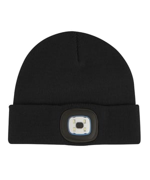 100% acryl. Ontwerp: Eenvoudig. LED-zaklamp, omgeslagen manchet. 3 helderheidsstanden, oplaadbare batterij.
