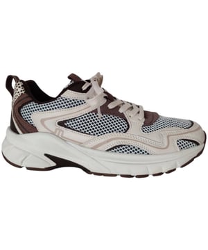 
Dames sneaker van Maruti. Basic sneaker in leer stof combi. Deze sneaker heeft een uitneembaar voetbed. Materiaal: leer. Voering: stof. Kleur: Beige/bruin. Zool: rubber. Hakhoogte: ca 3 cm