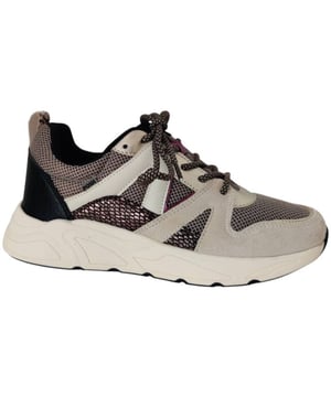 
Dames sneaker van Poelman. Sneaker in een combinatie van verschillende materialen. Materiaal: suede combi. Voering: textiel.Losse binnenzool Kleur: licht beige. Zool: rubber. Hakhoogte: ca 3 cm.