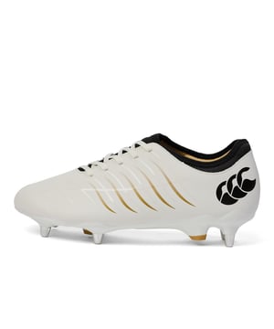 Upper: Durable, Knitted, PU (Polyurethane), Synthetic, TPU, Vaposkin. Outsole: Moulded Studs, Traction Grip. Lightweight, Reinforced. Flat. Cut: Low. Design: Logo. Toe Style: Pointed. Fastening: Lace Up. Suitable for: Soft Ground.