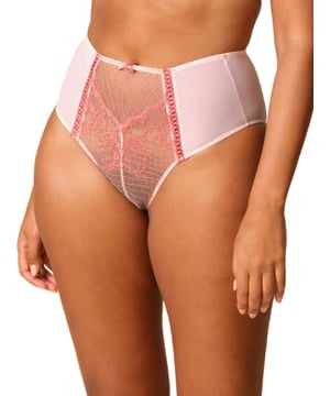 Gossard Lacage High Waist Brief. High waist brief with soft brushed mesh, metallic yarn and intricate embroidery. The product is recommended for hand wash only.